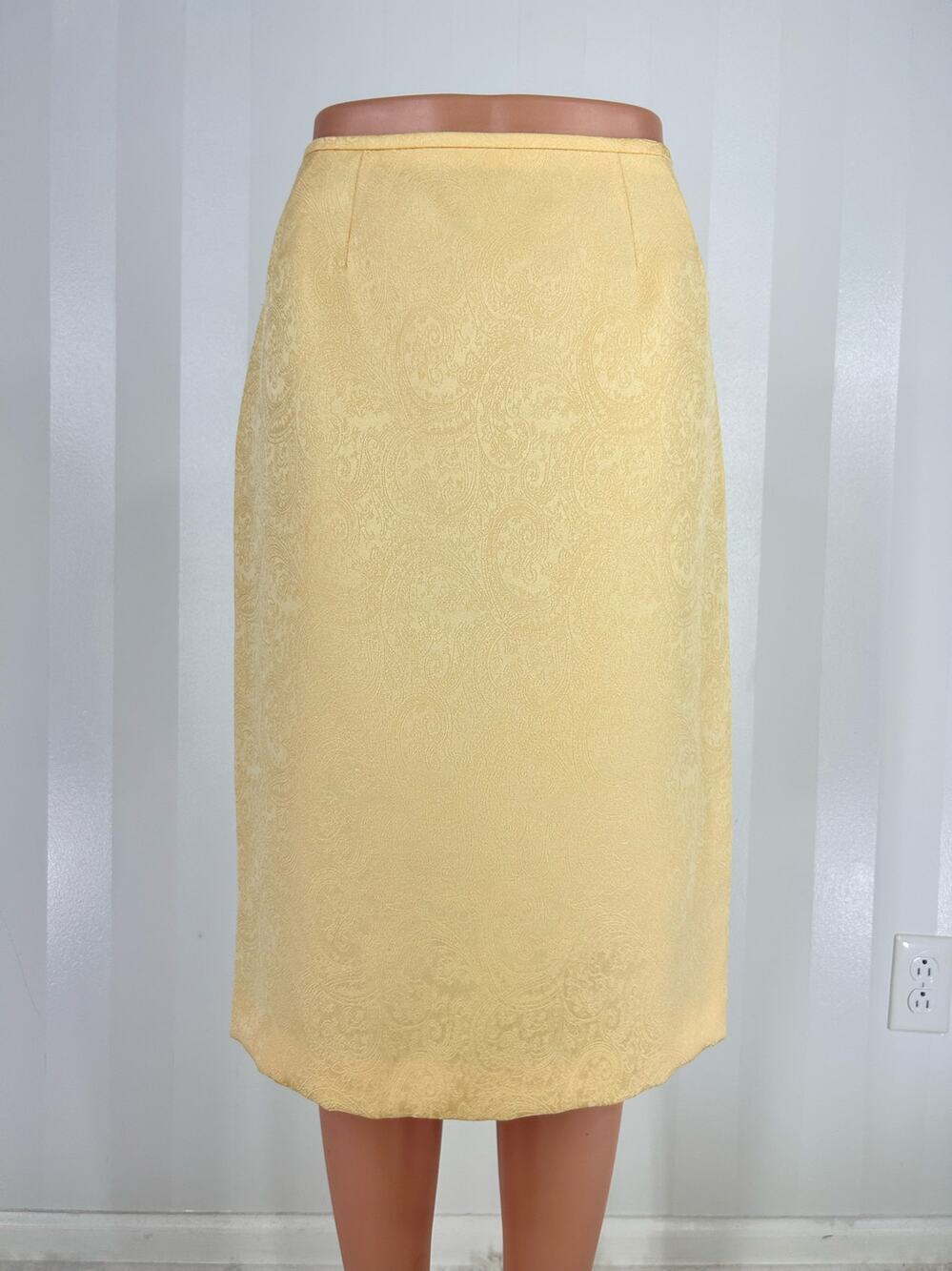 Evan-Picone Yellow Jacquard Midi Pencil Skirt Sz 6